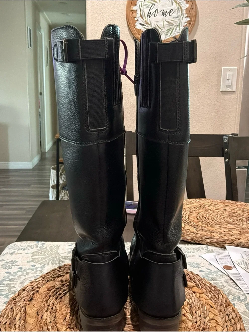 Clarks Black Leather Tall Riding Booties